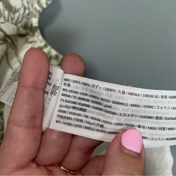 Abercrombie & Fitch Floral Green White A-Line Mini Dress Side Cutouts Small Tall - Picture 5 of 8